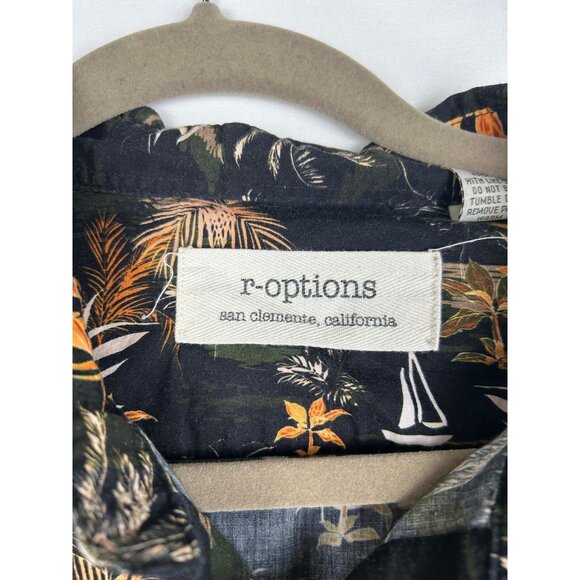 R-Options Men's Hawaiian Style Black Tropical Button-Up Shirt XL 100% Cotton - Picture 11 of 11